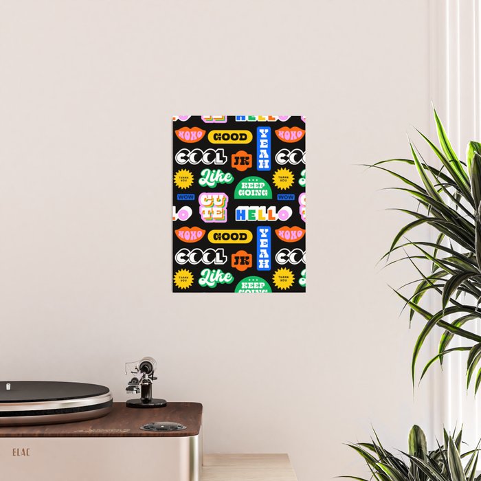 Fun retro quote sticker pattern Poster Gallery Image 2