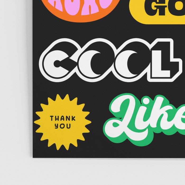 Fun retro quote sticker pattern Poster Gallery Image 3
