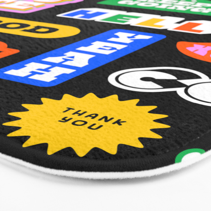 Fun retro quote sticker pattern Bath Mat Gallery Image 3
