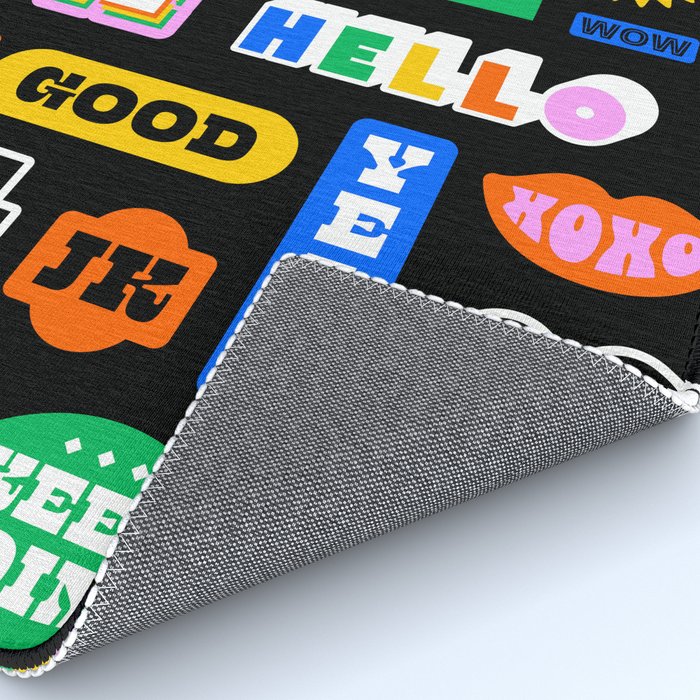 Fun retro quote sticker pattern Rug Gallery Image 4