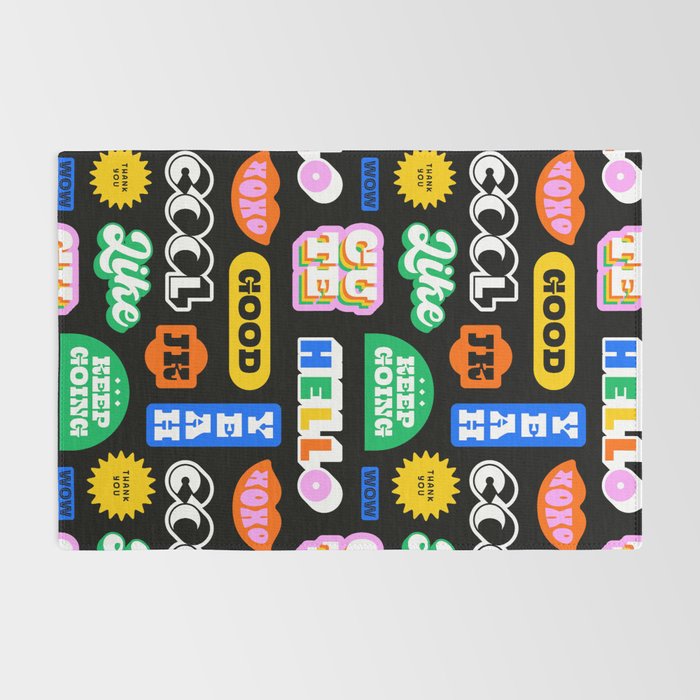 Fun retro quote sticker pattern Rug Gallery Image 2