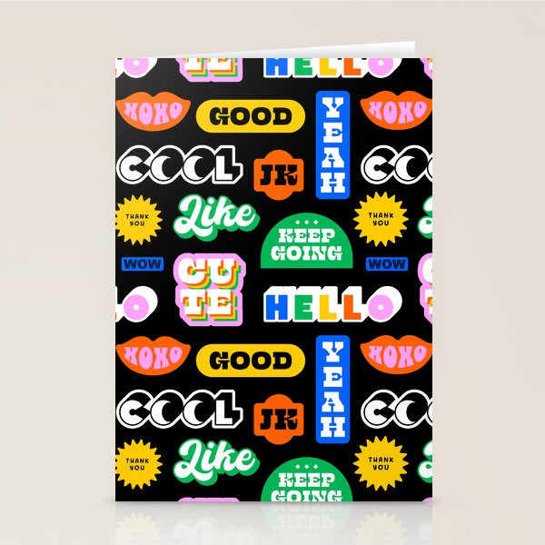 Fun retro quote sticker pattern Stationery Card Gallery Image 2