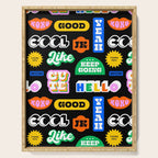 Fun retro quote sticker pattern Serving Tray Gallery Image 1