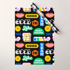 Fun retro quote sticker pattern Wrapping Paper Gallery Image 1