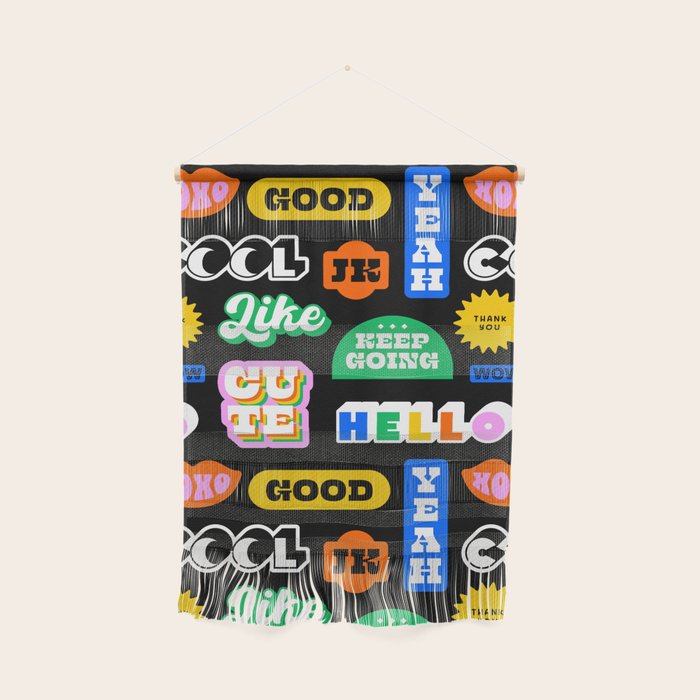 Fun retro quote sticker pattern Wall Hanging Gallery Image 1