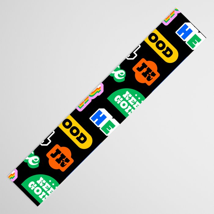 Fun retro quote sticker pattern Table Runner Gallery Image 3