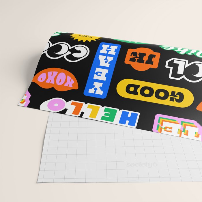 Fun retro quote sticker pattern Wrapping Paper Gallery Image 2