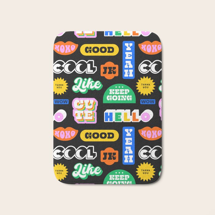 Fun retro quote sticker pattern Bath Mat Gallery Image 1