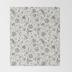Toile de Jouy Vintage French Floral Throw Blanket Gallery Image 2