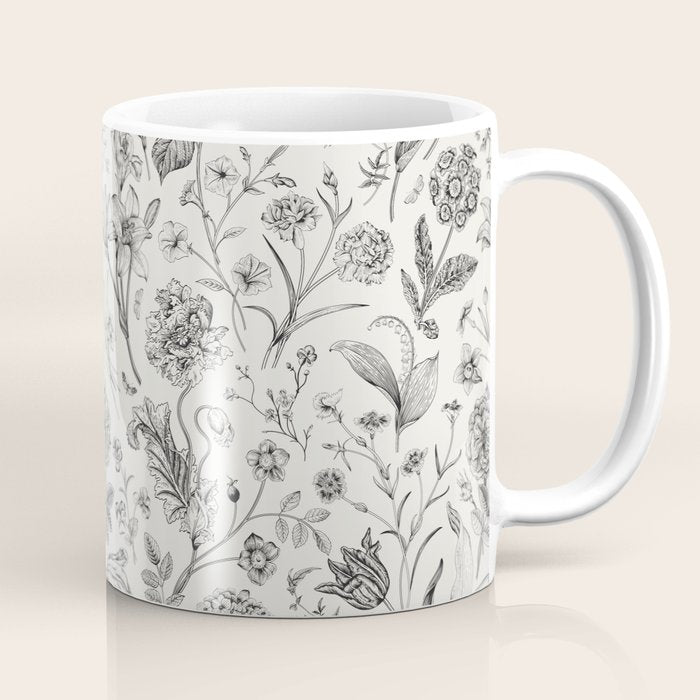 Toile de Jouy Vintage French Floral Coffee Mug Gallery Image 1