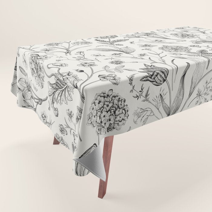 Toile de Jouy Vintage French Floral Tablecloth Gallery Image 1