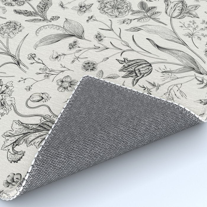 Toile de Jouy Vintage French Floral Rug Gallery Image 4