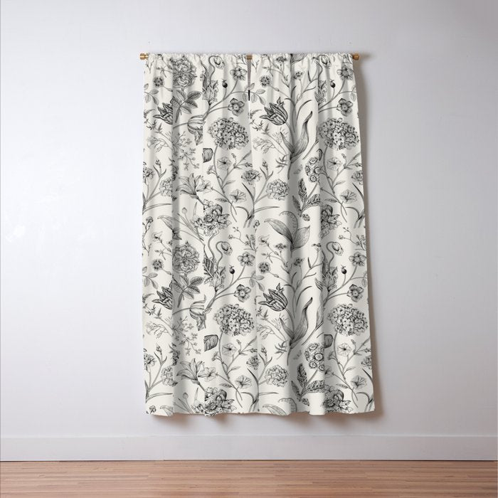 Toile de Jouy Vintage French Floral Window Curtain Gallery Image 3