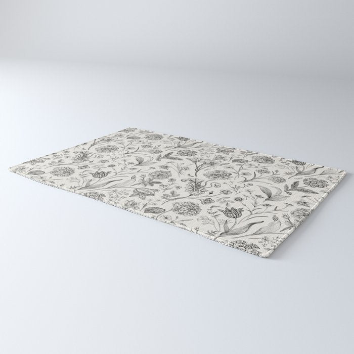 Toile de Jouy Vintage French Floral Rug Gallery Image 3