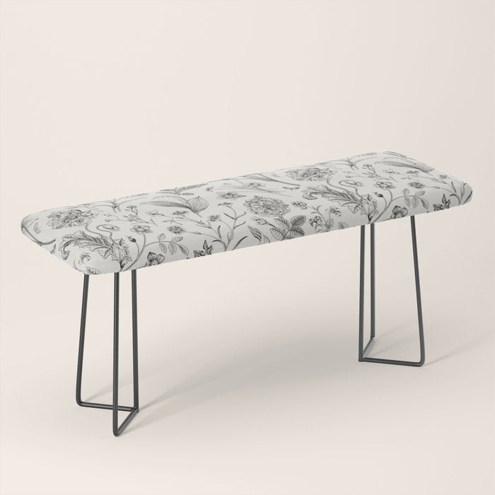 Toile de Jouy Vintage French Floral Bench Gallery Image 1