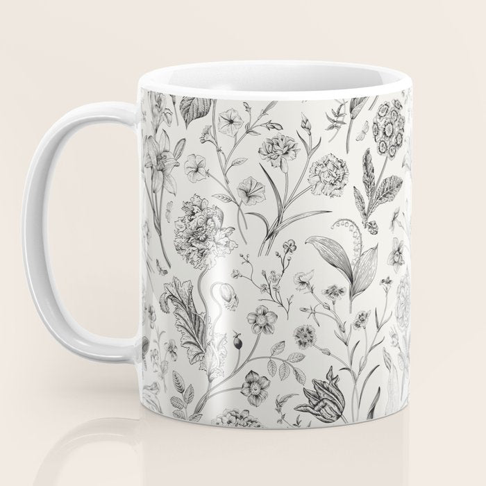 Toile de Jouy Vintage French Floral Coffee Mug Gallery Image 3