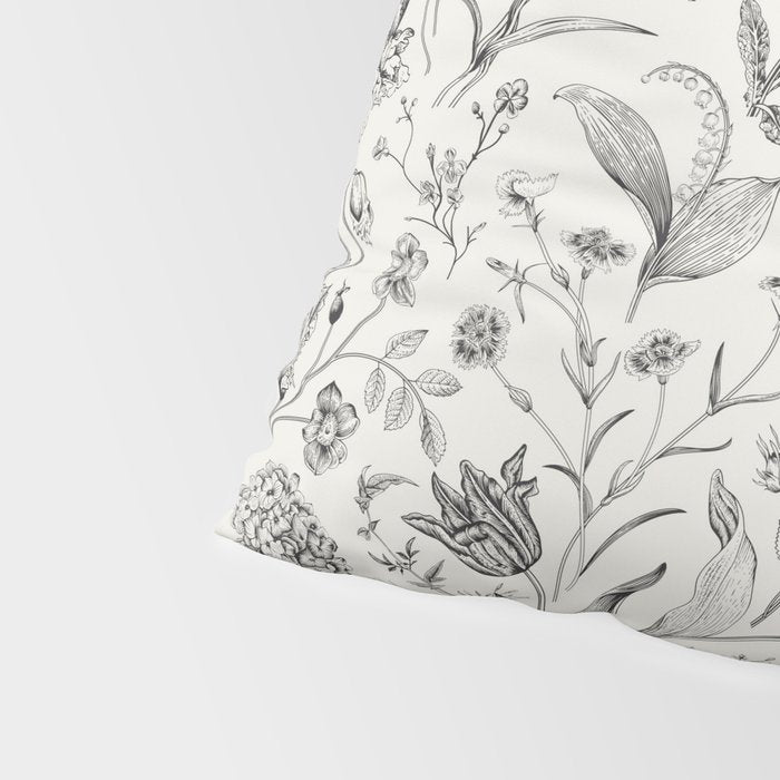 Toile de Jouy Vintage French Floral Pillow Sham Gallery Image 4
