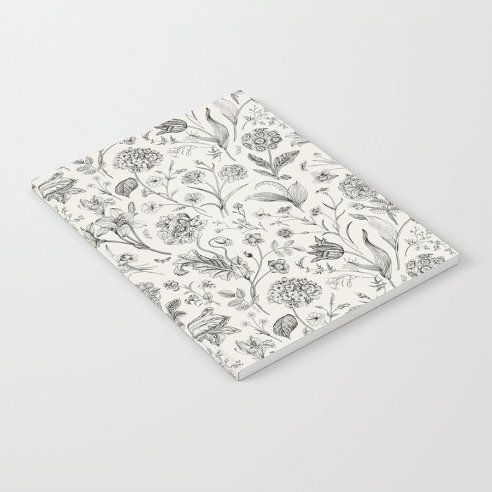 Toile de Jouy Vintage French Floral Notebook Gallery Image 1