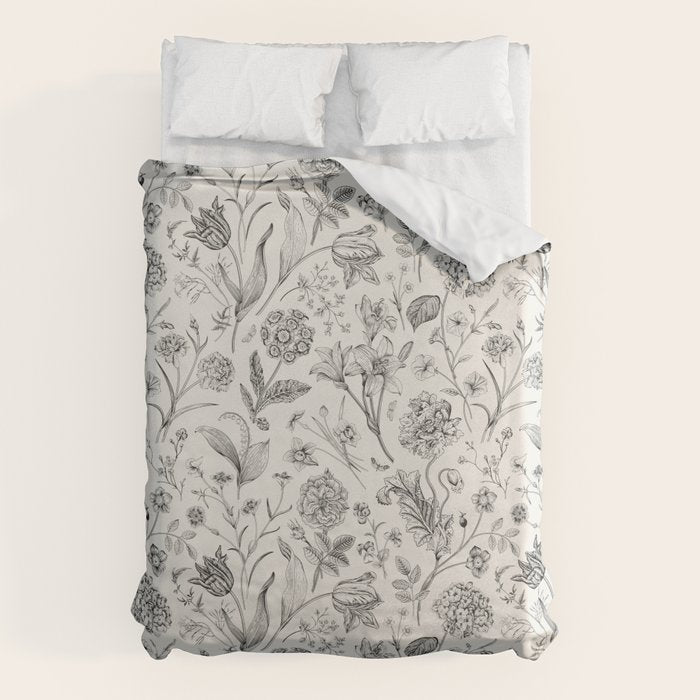 Toile de Jouy Vintage French Floral Duvet Cover Gallery Image 1