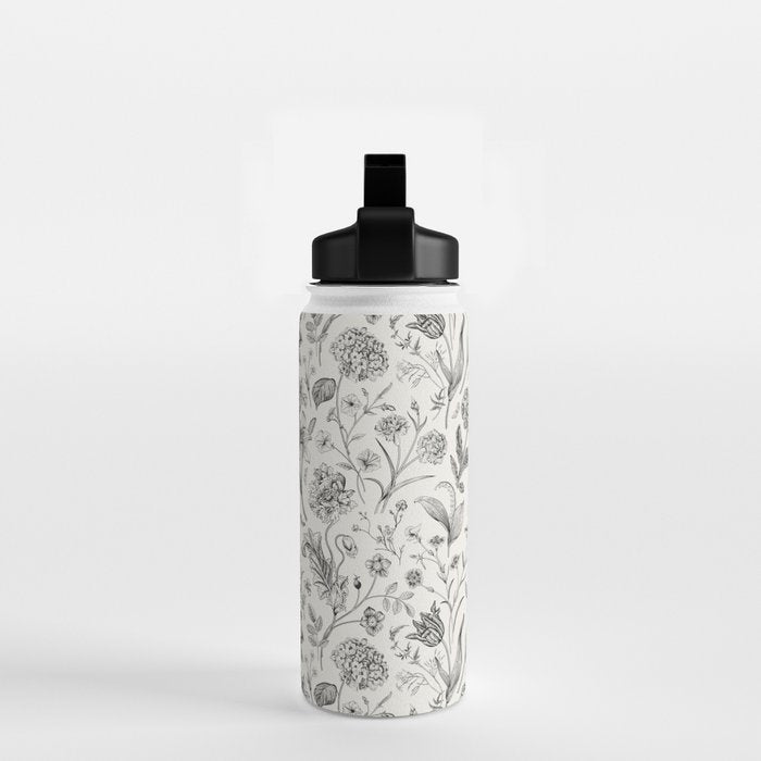 Toile de Jouy Vintage French Floral Water Bottle Gallery Image 2
