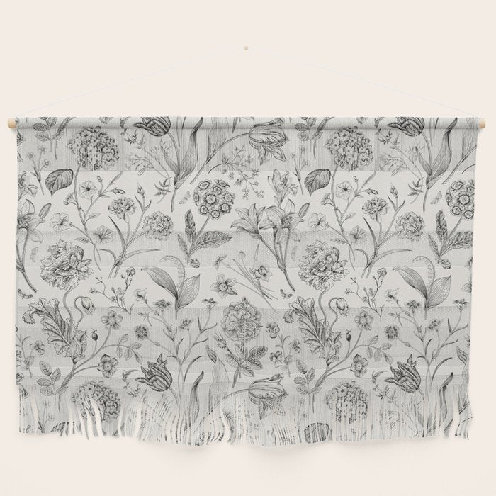 Toile de Jouy Vintage French Floral Wall Hanging Gallery Image 1