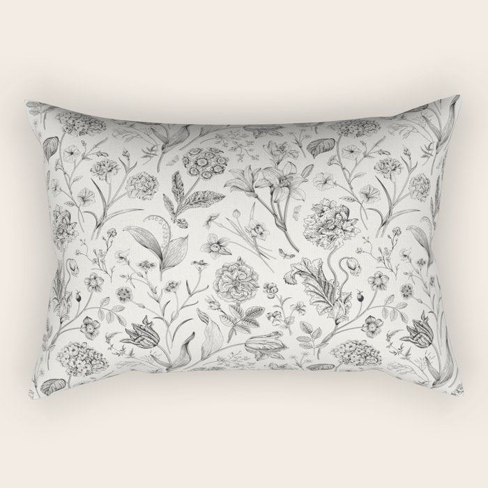 Toile de Jouy Vintage French Floral Rectangular Pillow Gallery Image 1