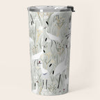 Whooping cranes neutral beige and white Travel Mug Gallery Image 2