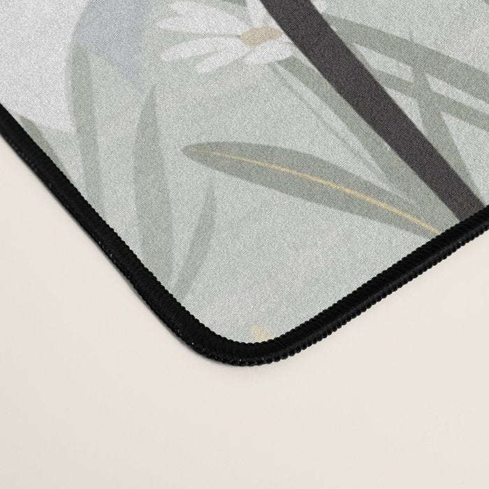 Whooping cranes neutral beige and white Desk Mat Gallery Image 4