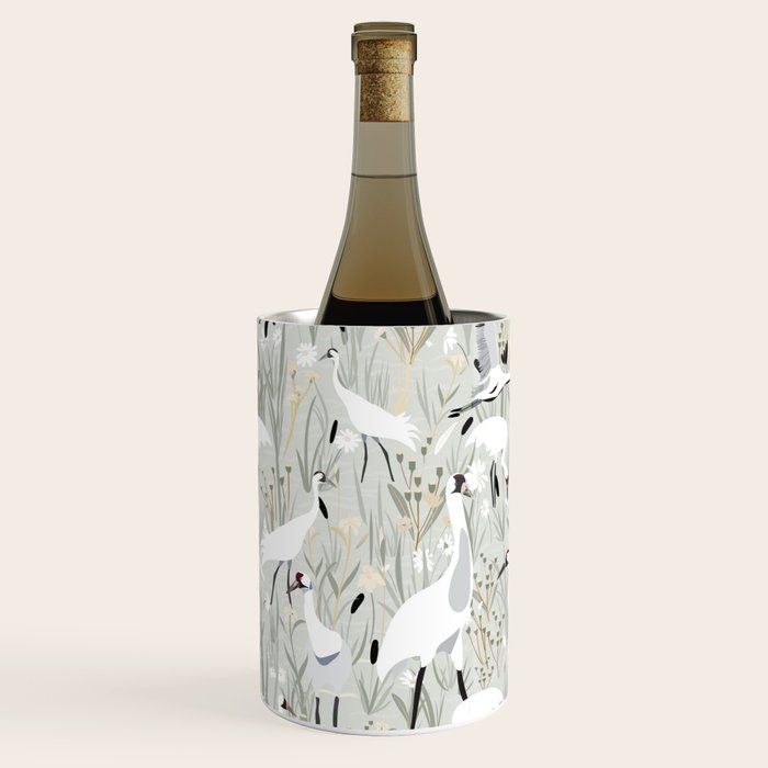 Whooping cranes neutral beige and white Wine Chiller Gallery Image 3