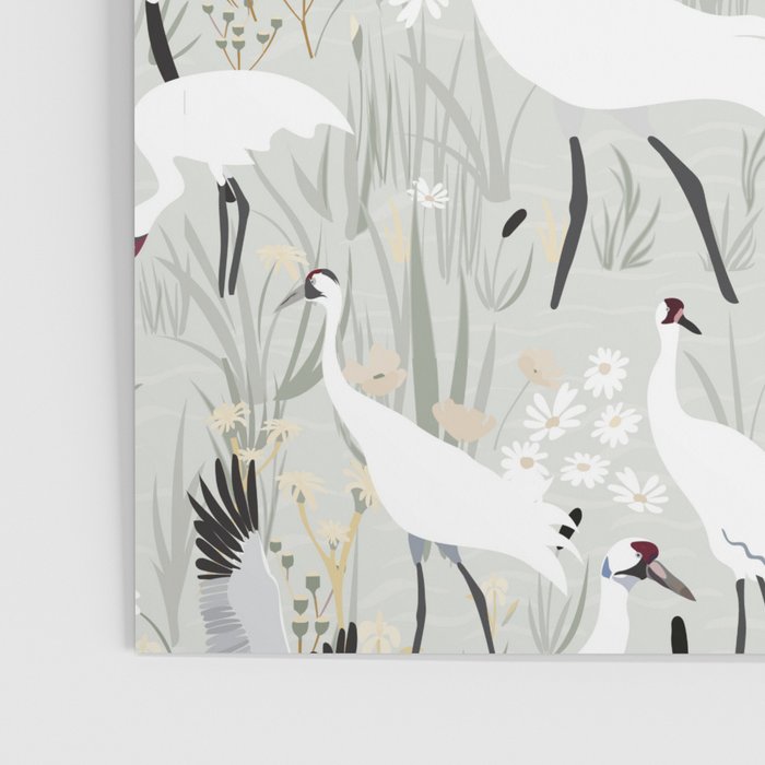 Whooping cranes neutral beige and white Poster Gallery Image 3