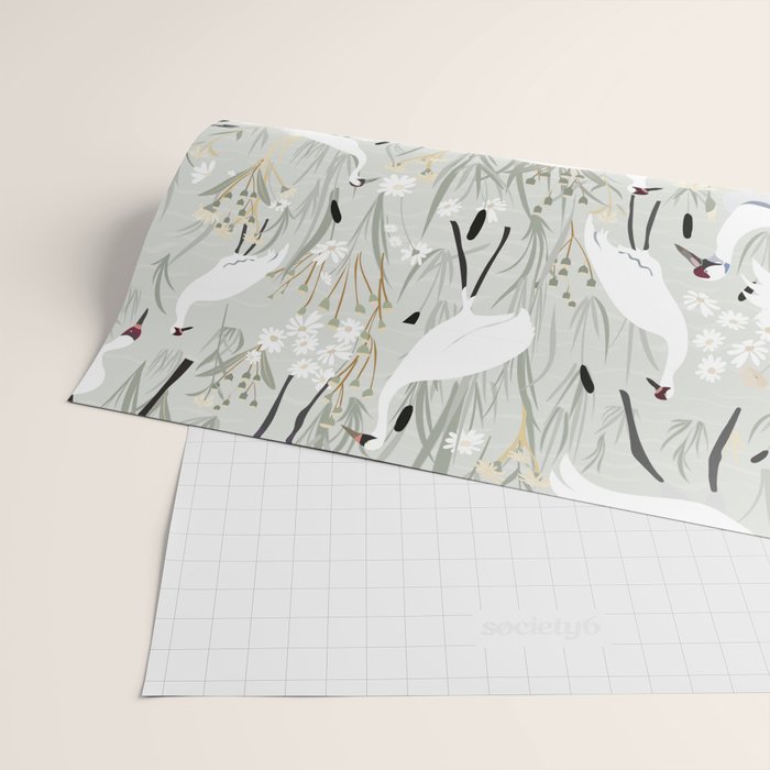 Whooping cranes neutral beige and white Wrapping Paper Gallery Image 2