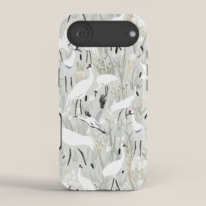 Whooping cranes neutral beige and white iPhone Case Gallery Image 2