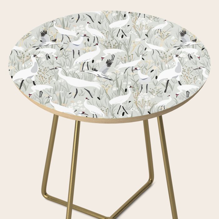Whooping cranes neutral beige and white Side Table Gallery Image 2