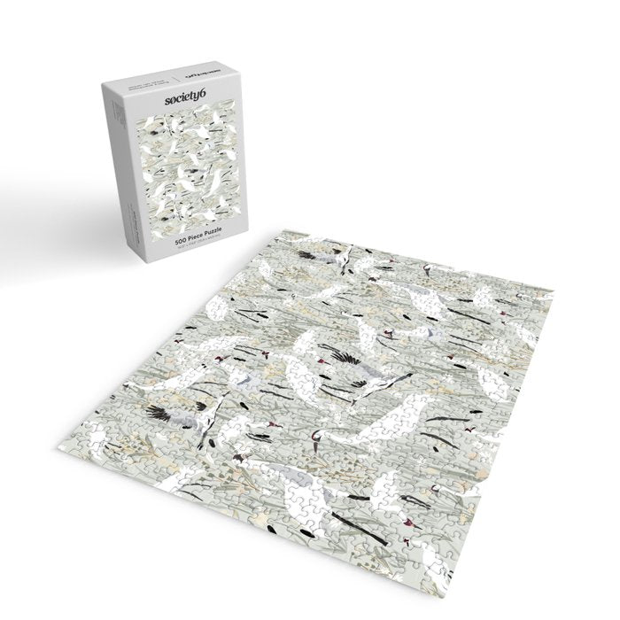 Whooping cranes neutral beige and white Jigsaw Puzzle Gallery Image 2