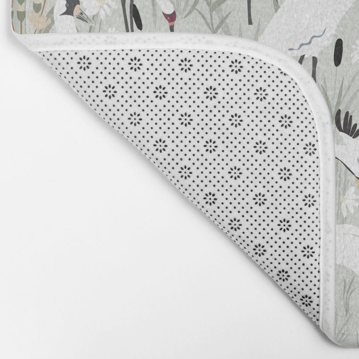 Whooping cranes neutral beige and white Bath Mat Gallery Image 2
