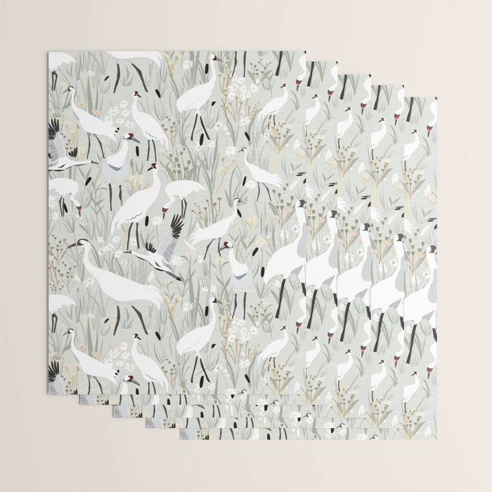Whooping cranes neutral beige and white Wrapping Paper Gallery Image 3