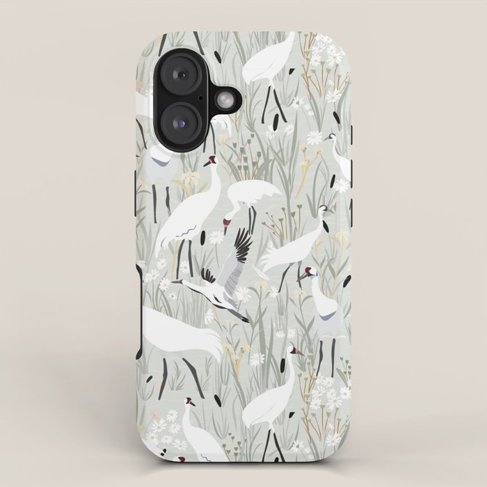 Whooping cranes neutral beige and white iPhone Case Gallery Image 1