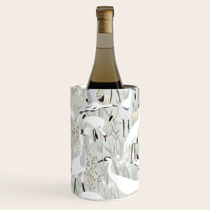 Whooping cranes neutral beige and white Wine Chiller Gallery Image 2