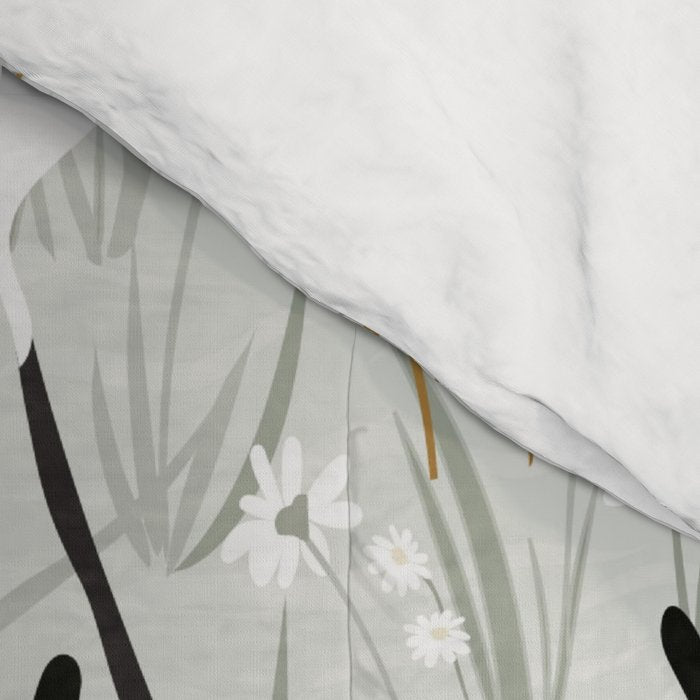 Whooping cranes neutral beige and white Comforter Gallery Image 4