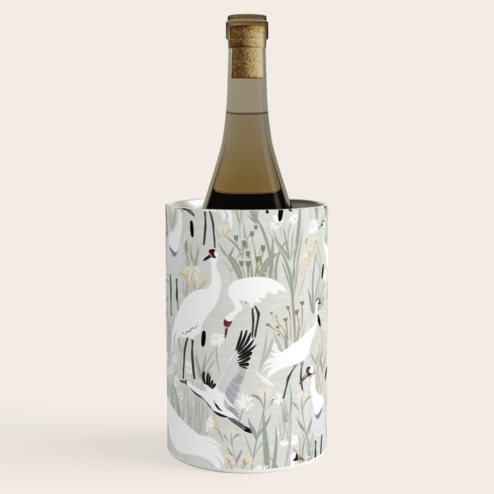 Whooping cranes neutral beige and white Wine Chiller Gallery Image 1