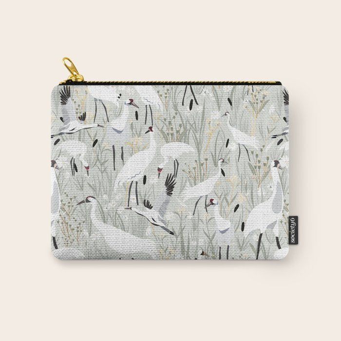 Whooping cranes neutral beige and white Carry All Pouch Gallery Image 1