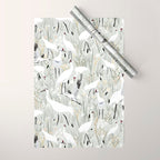Whooping cranes neutral beige and white Wrapping Paper Gallery Image 1