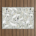 Whooping cranes neutral beige and white Outdoor Rug Gallery Image 1