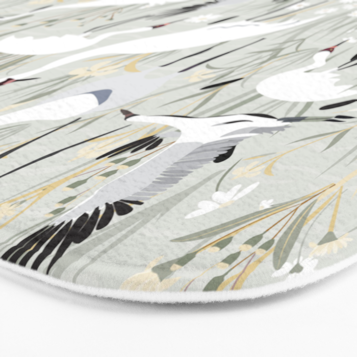 Whooping cranes neutral beige and white Bath Mat Gallery Image 3