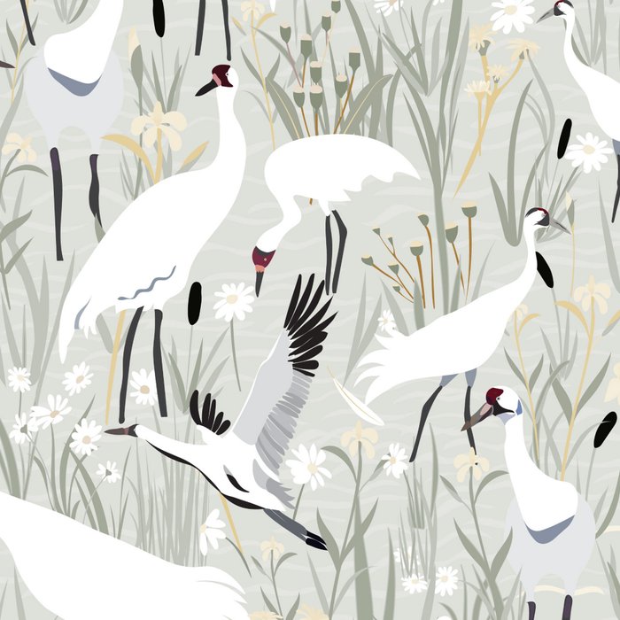 Whooping cranes neutral beige and white Coffee Mug Gallery Image 2