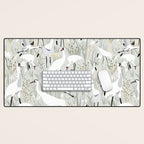 Whooping cranes neutral beige and white Desk Mat Gallery Image 1