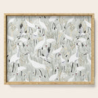 Whooping cranes neutral beige and white Serving Tray Gallery Image 1