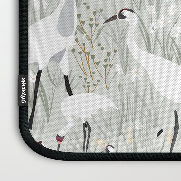 Whooping cranes neutral beige and white Laptop Sleeve Gallery Image 3