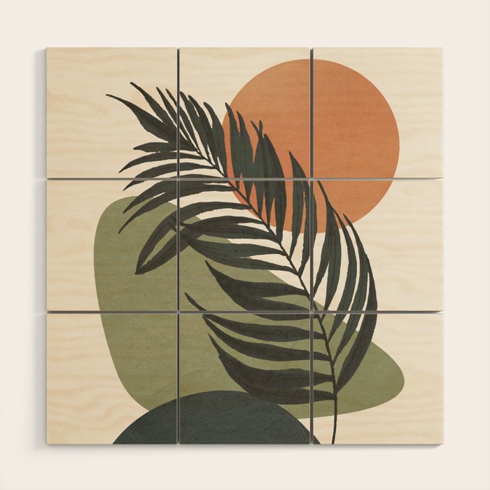 Palm Leaf Wood Wall Art Gallery Image 1