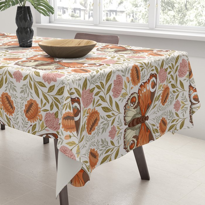 William Morris Inspired Monarch Butterfly Pattern Tablecloth Gallery Image 3